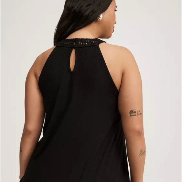 #T284- NWT Torrid Black Crochet Swing Tank Top-1x - Picture 2 of 13